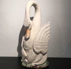 Late 19th C Swedish Carved Wooden Swan